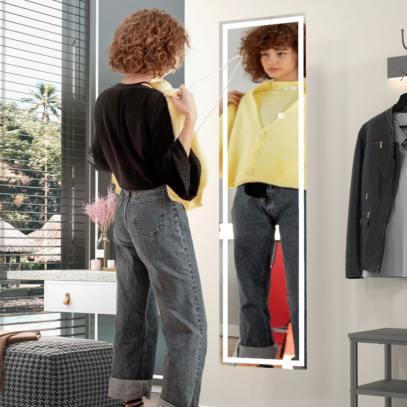 Full Length LED Dressing Mirror with Dimmable 3 Tone Lighting for Bedroom, White
