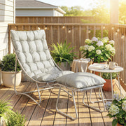 Garden Chair Set with Footstool and Side Table for Relaxing Outdoors Beige and Light Grey Outsunny