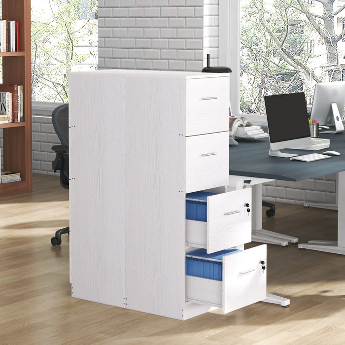 White Wooden Lockable Filing Cabinet with 4 Drawers by HOMCOM