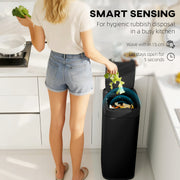 Black 50L Touchless Sensor Bin With Manual Override Ideal For Kitchen Or Bedroom Use