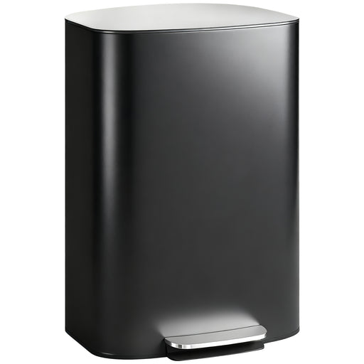 50L Pedal Kitchen Bin with Soft Close Lid and Removable Inner Bucket for Home Black
