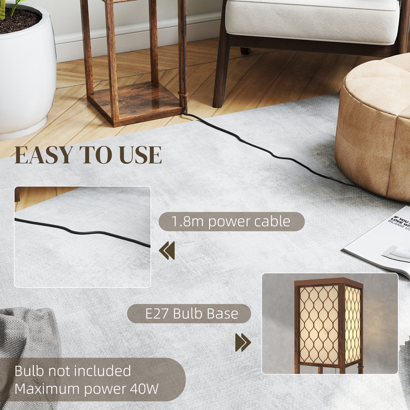Standing Floor Lamp With Three Storage Shelves For Living Room Or Bedroom, Rustic Brown White AOSOM