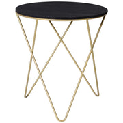Round Coffee Table with Metal Crossed Legs, Modern Living Room Furniture - Black/Gold Tone (Φ43cm) by Homcom Homcom