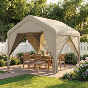 3x3m Garden Gazebo with Insect Netting and Weather Protection for Private Outdoor Gatherings, Khaki Outsunny