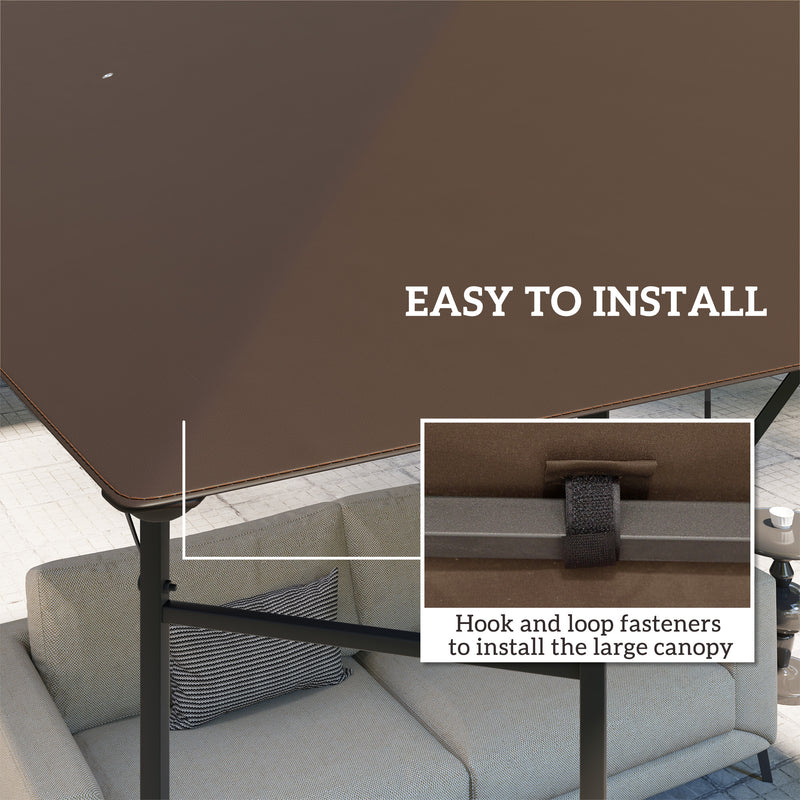 Brown 3 x 3m Gazebo Canopy Replacement Cover Water-Resistant with Drain Holes by Outsunny