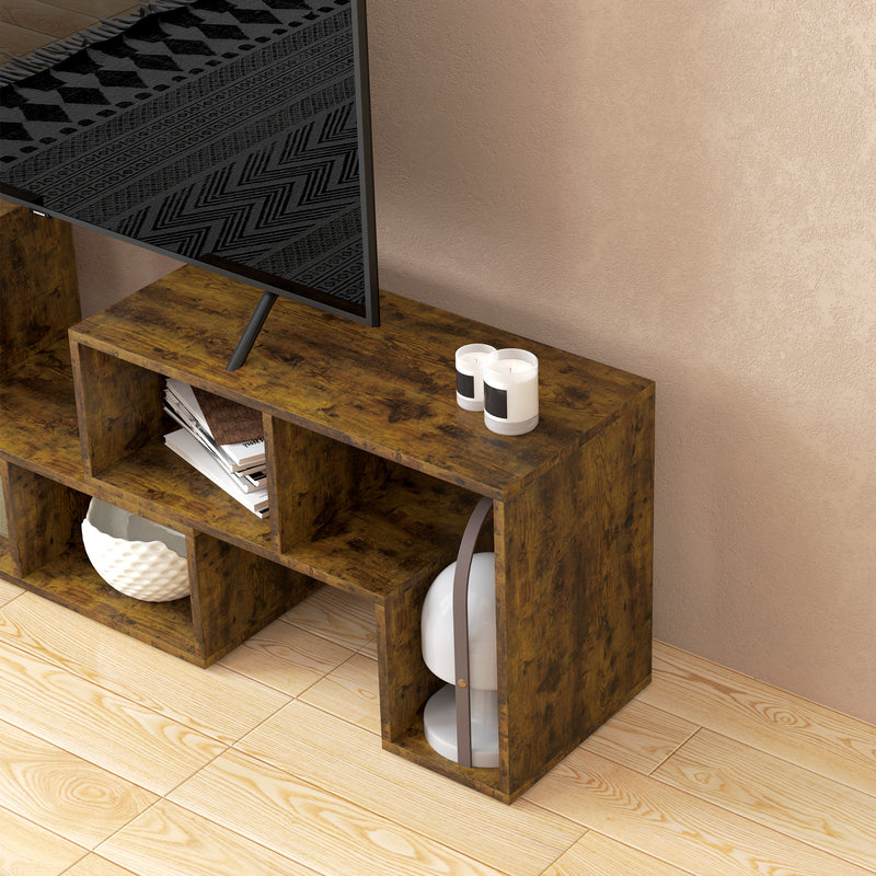 Rustic Brown TV Stand for TVs up to 75 Inches with Storage Shelves Extendable Design by HOMCOM