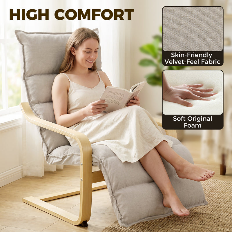 Recliner Armchair with Adjustable Footrest and Rocking Motion for Relaxing at Home Light Brown