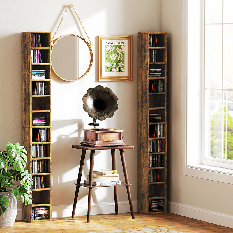 Tall Narrow CD Media Storage Tower Rustic Brown by HOMCOM