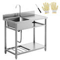 Outdoor Stainless Steel Freestanding Kitchen Sink with Storage and Mixer Tap by HOMCOM AOSOM