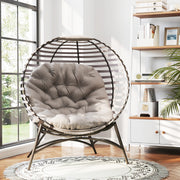 Light Grey Rattan Egg Chair with Cushion and Side Pocket for Garden Comfort by Outsunny