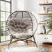 Light Grey Rattan Egg Chair with Cushion and Side Pocket for Garden Comfort by Outsunny