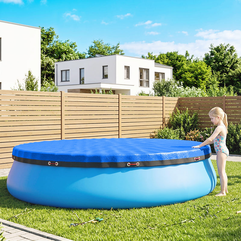 Round Pool Cover for 270–280 cm Above Ground Pools Keeps Water Clean Blue AOSOM
