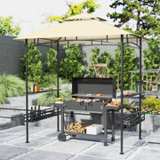 8 x 5 ft Beige Grill Gazebo Canopy Double Tier BBQ Shelter with Shelves and Hooks by Outsunny