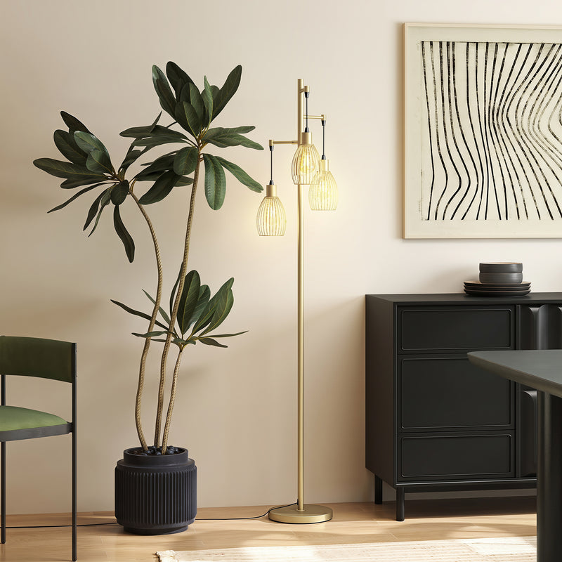 Floor Lamp with Adjustable Dimmable Lights for Living Room or Bedroom Gold