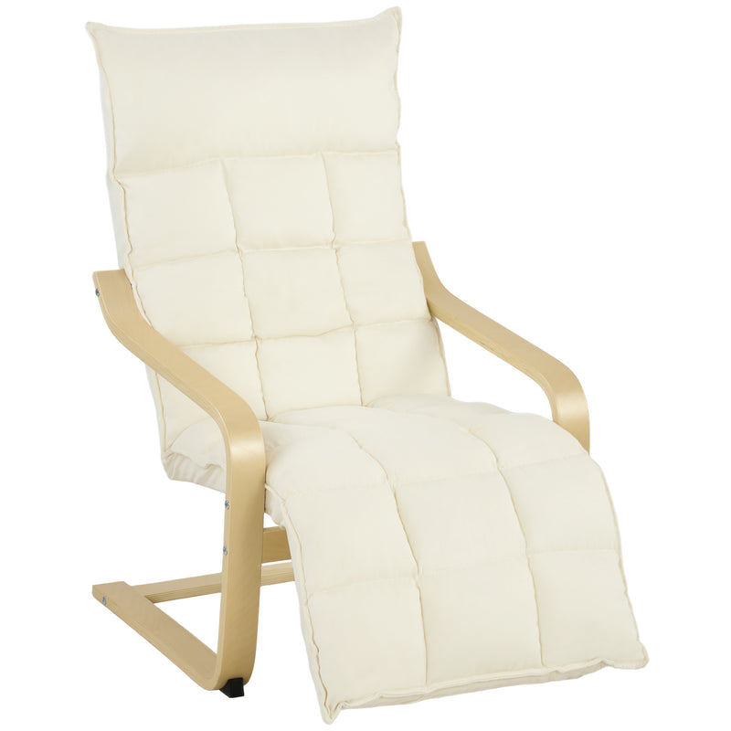 Accent Chair with Built-In Footrest and Gentle Rocking Motion for Relaxing Cream White