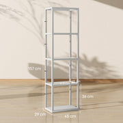 LED Floor Lamp with 4 Glass Shelves Dimmable Column Light for Living Room or Bedroom Grey