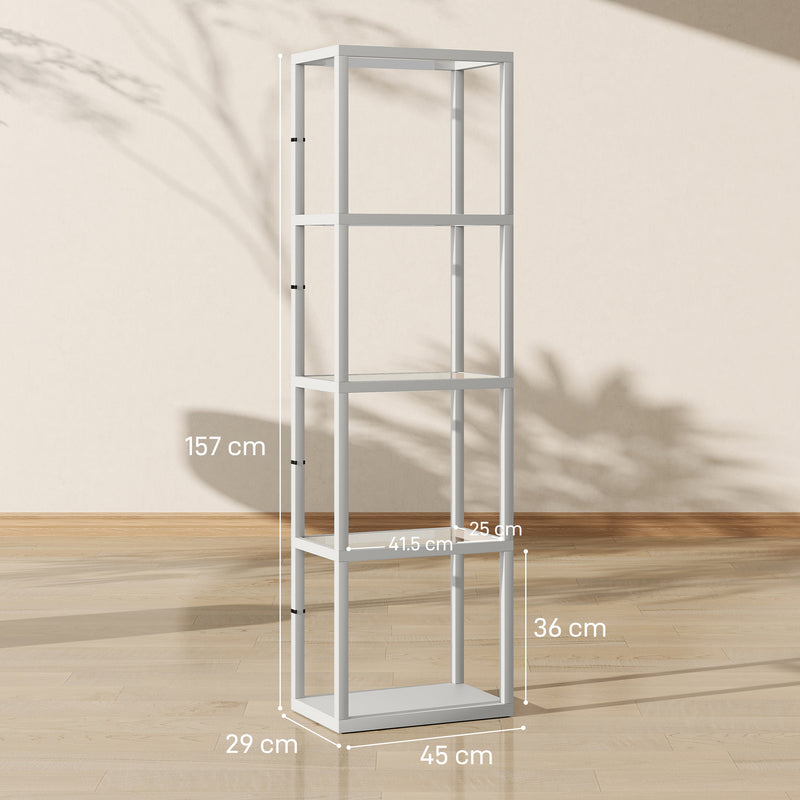 LED Floor Lamp with 4 Glass Shelves Dimmable Column Light for Living Room or Bedroom Grey