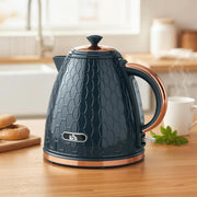 3000W Electric Kettle With Rapid Boil And Honeycomb Design For Kitchen Use Dark Blue AOSOM