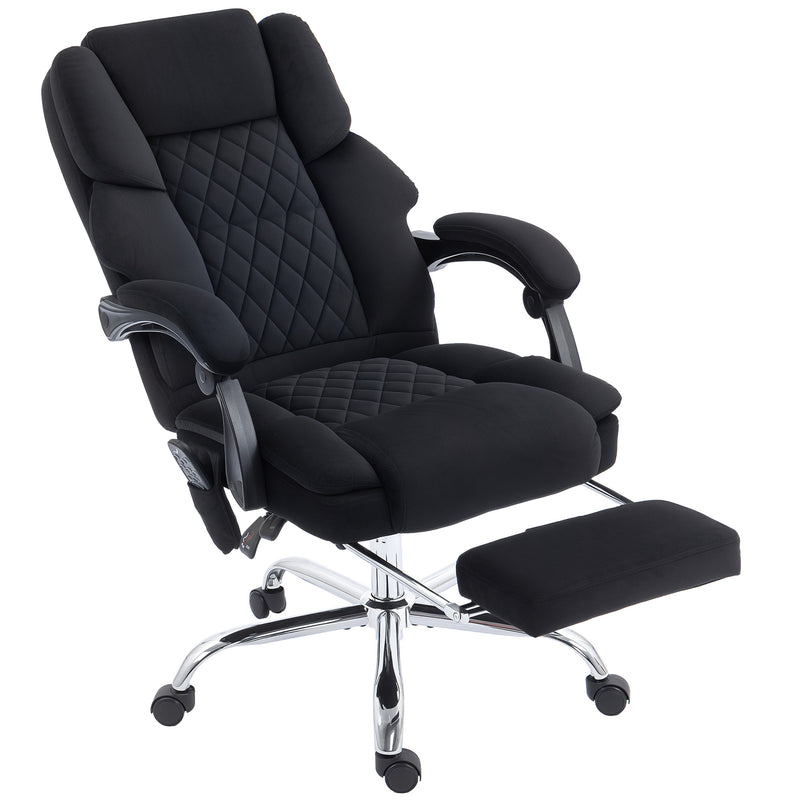 Massage Office Chair with Reclining Back and Heated Lumbar Support Black AOSOM
