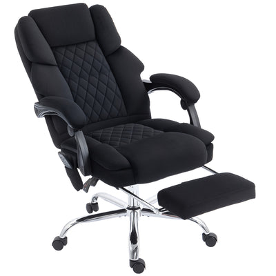 Massage Office Chair with Reclining Back and Heated Lumbar Support Black AOSOM