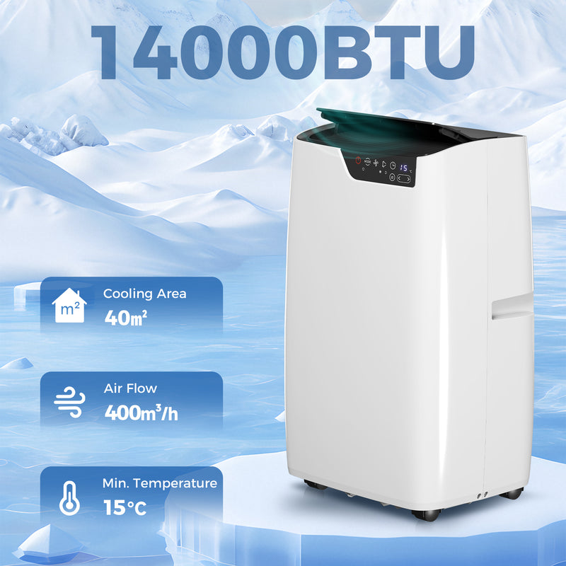 Portable Air Conditioner | 14,000 BTU | WiFi & Voice Control | 4-in-1 | White & Black Homcom