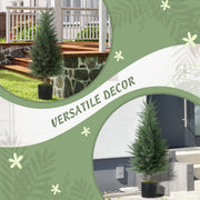 Set of 2 Artificial Cypress Trees 90cm UV Resistant with Pots for Indoor Outdoor Decor