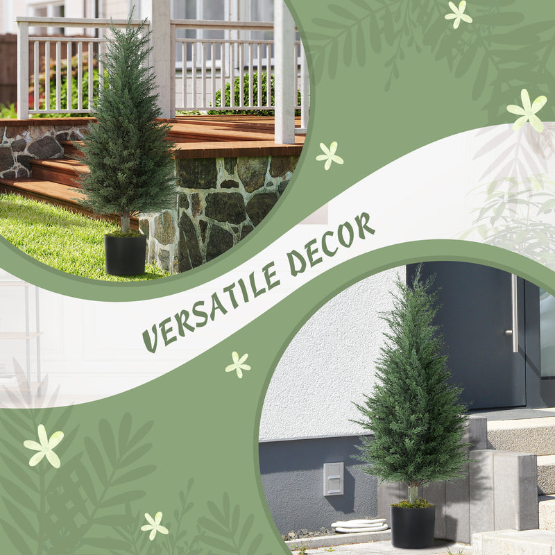 Set of 2 Artificial Cypress Trees 90cm UV Resistant with Pots for Indoor Outdoor Decor