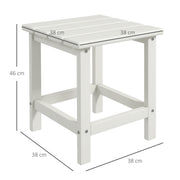 Outsunny Square Coffee Table, HDPE Tabletop and Frame for Porch, Garden, Side Table, 38 x 38 x 46 cm, White AOSOM