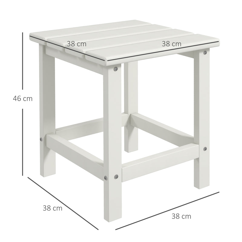 Outsunny Square Coffee Table, HDPE Tabletop and Frame for Porch, Garden, Side Table, 38 x 38 x 46 cm, White AOSOM