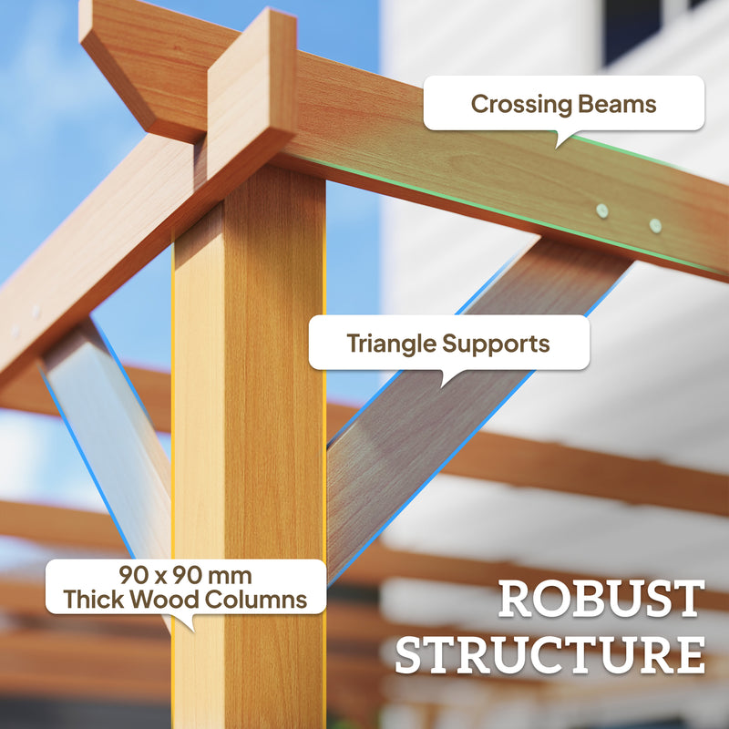 4m x 3m Wooden Pergola for Shaded Outdoor Seating and Climbing Plants Maple Wood Effect