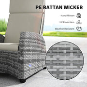 Grey 5 Piece Rattan Garden Lounger Set With Cushions by Outsunny