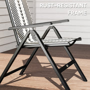 Black Rattan Reclining Garden Chairs Set Weather Resistant and Adjustable by Outsunny