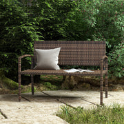 Garden Bench for Two with High Back and Armrests Weather Resistant Rattan Brown Outsunny