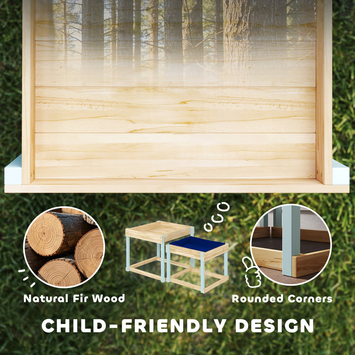 Wooden Sand and Water Play Tables for Kids Aged 3 to 8 with Bottom Liners Natural Finish