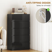 Chest of Drawers with 5 Spacious Handleless Storage Drawers for Bedroom Organisation High Gloss Black AOSOM