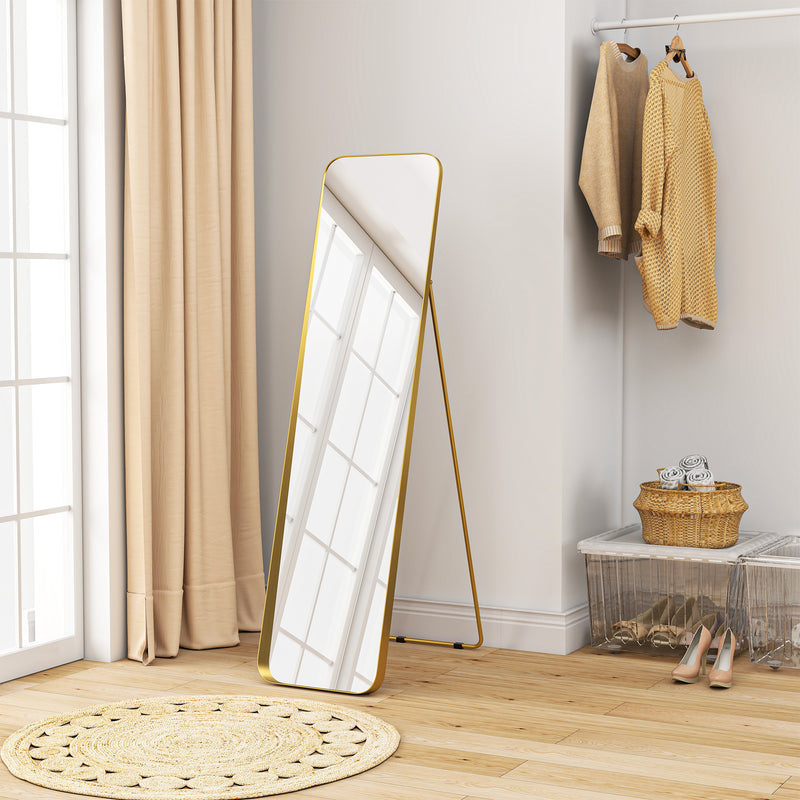 Full Length Rectangular Wall Mirror 40 x 160 cm Ideal for Bedroom or Hallway, Gold