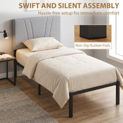 Single Bed Frame with Padded Headboard and 26 cm Underbed Storage Space Black Homcom