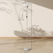 LED Floor Lamp with Adjustable Reading Light Ideal for Living Rooms or Bedrooms Silver Tone