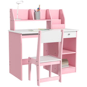 Kids Desk and Chair Set with Storage for Homework and Art Ages 5 to 8, Pink