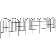 Set of 8 Metal Garden Fence Panels Decorative Picket Style for Outdoor Borders Black AOSOM