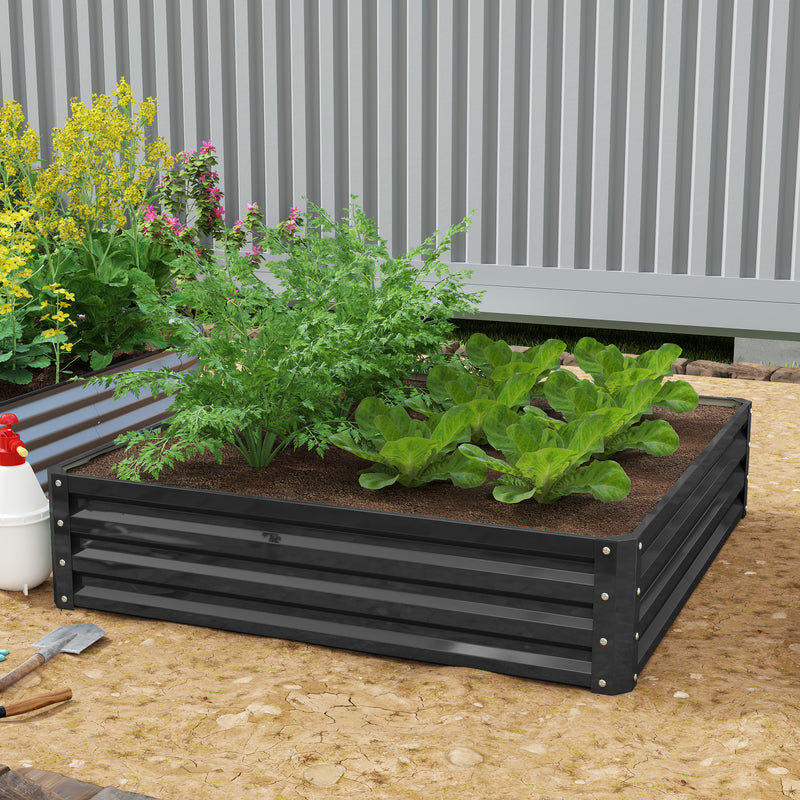 432L Raised Garden Bed Box with Steel Frame for Growing Vegetables and Herbs, Grey