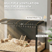 Hamster Cage with Spacious Interior and Easy Access for Cleaning and Feeding Black Transparent AOSOM