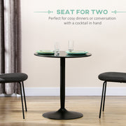 Round Two Seater Dining Table Minimalist Design Ideal for Small Spaces Black