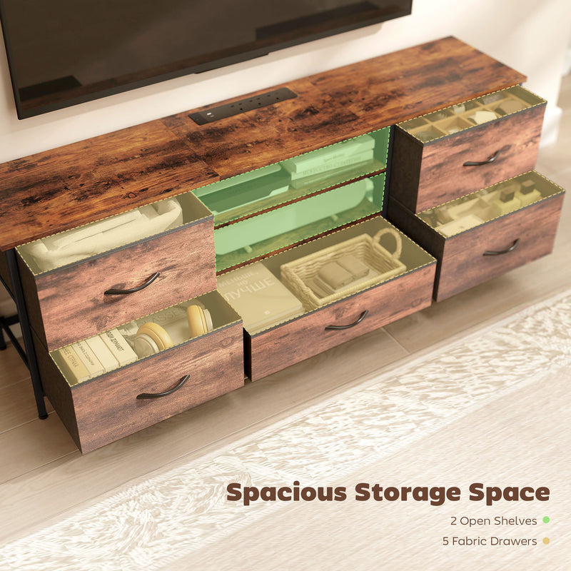 Industrial TV Unit With Storage For Living Room - Built In Sockets & USB Ports - For 65" TVs