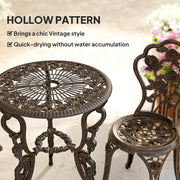 Metal Bistro Set for 2 with Umbrella Hole Ideal for Garden or Patio, Bronze Tone Outsunny