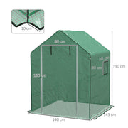 Walk In Greenhouse Cover Replacement with Roll Up Door and Mesh Windows for Garden Green