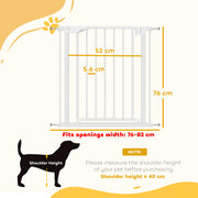 Pressure Fit Pet Safety Gate With One Hand And Two Way Opening For Doorways, White AOSOM