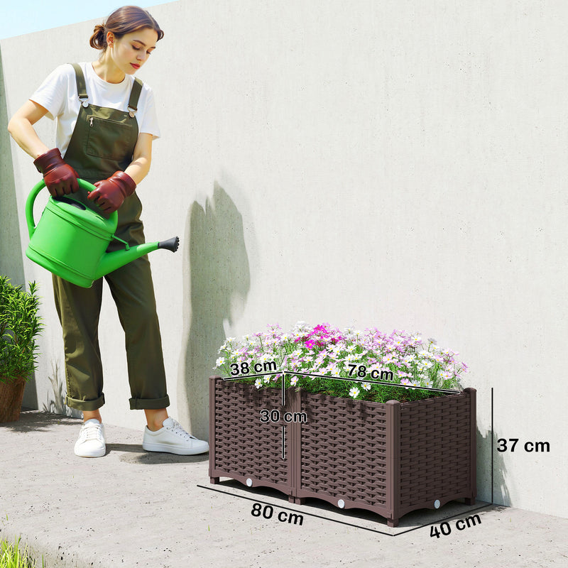 Modular Raised Garden Bed for Easy Planting on Patios and Balconies, Brown Outsunny