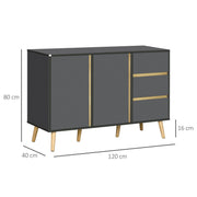 Modern Sideboard with Adjustable Shelves and Storage Drawers for Dining Room Dark Grey