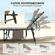 Adjustable Garden Sun Loungers Set of 2 with Side Table and Pillow for Outdoor Relaxing Outsunny